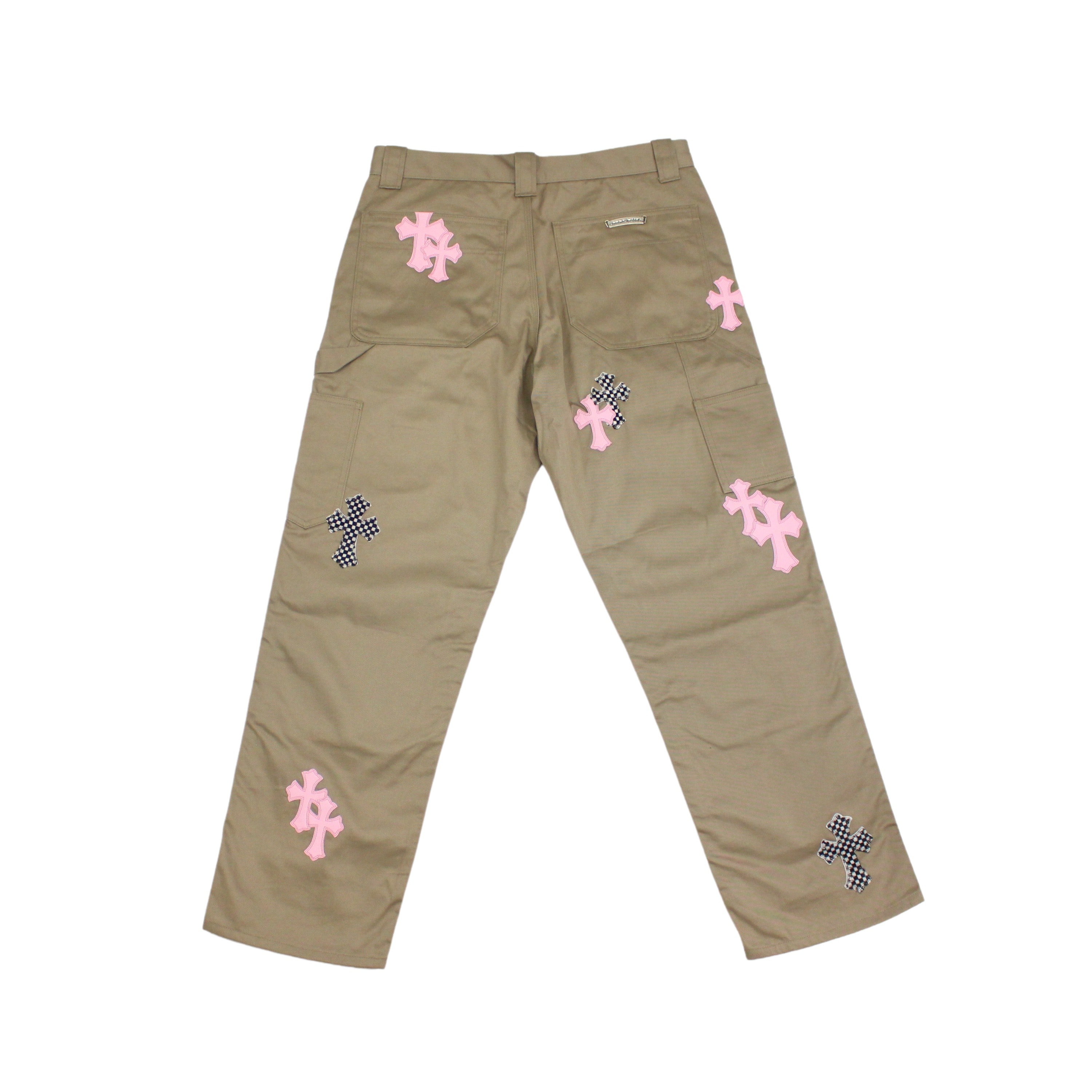 https://d2cva83hdk3bwc.cloudfront.net/chrome-hearts-pink-checkered-cross-patch-carpenter-pants-tan-2.jpg