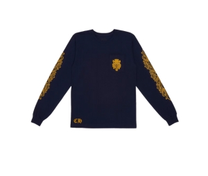 Chrome Hearts V89 Dagger Long Sleeve T-Shirt Navy Yellow