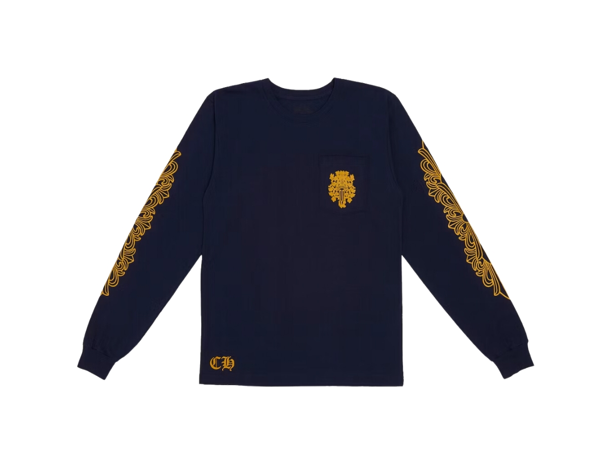 https://d2cva83hdk3bwc.cloudfront.net/chrome-hearts-v89-dagger-long-sleeve-t-shirt-navy-yellow-1.jpg