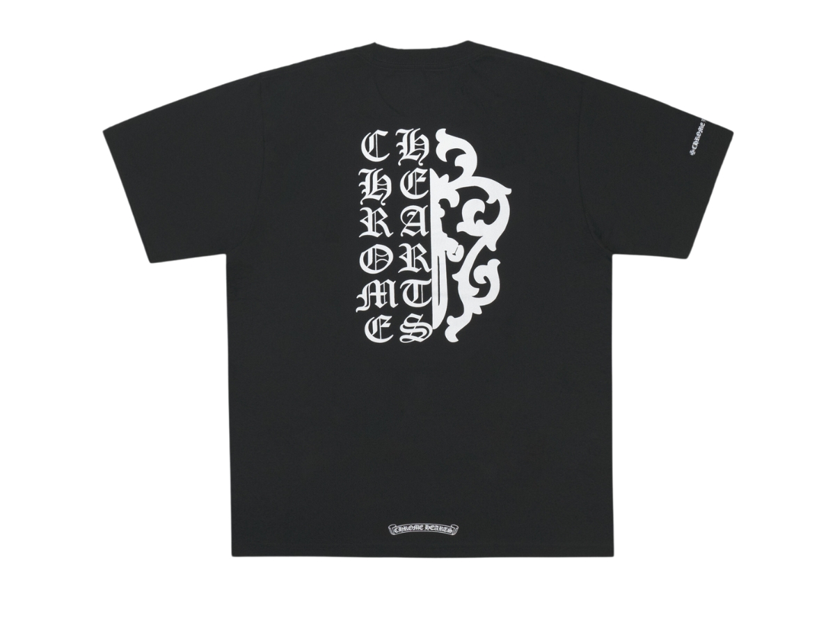 Chrome Hearts White Dagger Half Script Tee Black | ของแท้