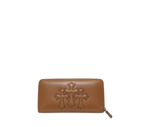 Buy Chrome Hearts Cemetery Cross Round Zip Leather Long Wallet Brown at Sasom – Authentic and Ready to Ship