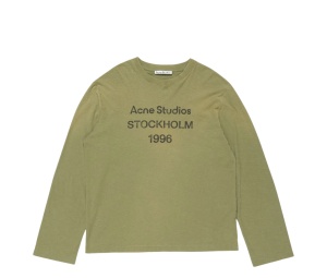 Buy Acne Studios Logo T-Shirt - Relaxed Fit Olive Green at Sasom – Authentic and Ready to Ship