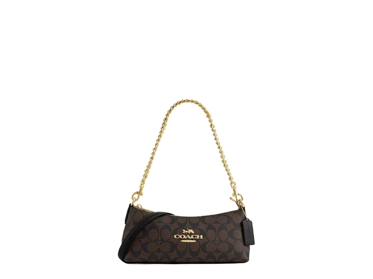 Coach Charlotte Shoulder Bag in Signature Canvas Imitation Gold