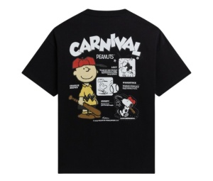 Buy Carnival X Peanuts Charlie And Snoopy Ovs Washed T-Shirt Black at Sasom – Authentic and Ready to Ship