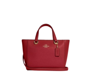Coach Alice Satchel In Crossgrain Leather With Gold Hardware Red