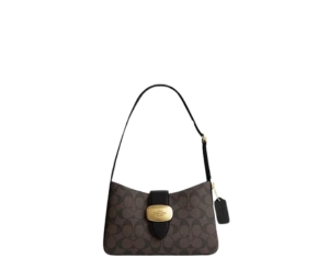 Buy Coach Eliza Shoulder Bag In Signature Canvas Brown With Gold Hardware at Sasom – Authentic and Ready to Ship