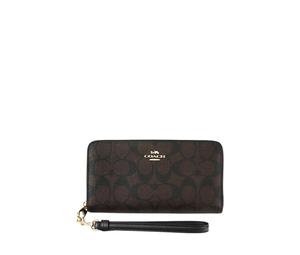 Buy Coach Long Zip Around Wallet In Signature Canvas With Gold Hardware Brown at Sasom – Authentic and Ready to Ship
