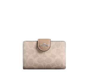 Buy Coach Medium Corner Zip Wallet In Signature Canvas Taupe at Sasom – Authentic and Ready to Ship