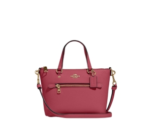Coach Mini Gallery Crossbody In Crossgrain Leather With Gold Hardware Rouge