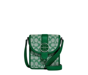 Coach North-South Lonnie Crossbody In Signature Jacquard With Metal Hardwware SV-Green