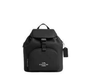 Coach Pace Backpack In Calf Leather With Silver Hardware Black