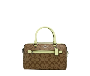Coach Rowan Satchel In Signature Canvas With Gold Hardware Khaki Pale Lime