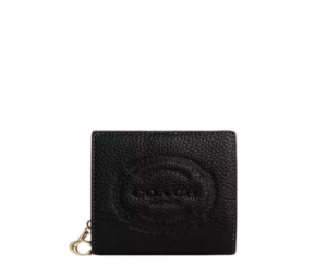 Coach Snap Wallet With Coach Heritage In Grained Calfskin With Metal Hardware Black
