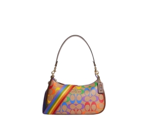 Coach Teri Shoulder Bag In Rainbow Signature Canvas With Gold Hardware