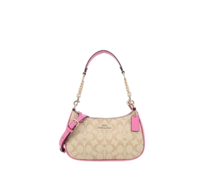 Coach Teri Shoulder Bag In Signature Canvas With Gold Hardware Pink