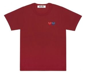 Comme Des Garcons T-Shirt with Double Heart Burgundy (Lady)