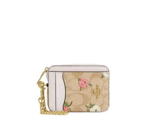Buy Coach Zip Card Case In Signature Canvas With Floral Print Light Khaki at Sasom – Authentic and Ready to Ship