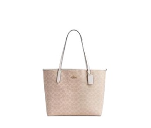 Buy Coach City Tote Bag In Signature Canvas Gold Sand Chalk Large Size at Sasom – Authentic and Ready to Ship