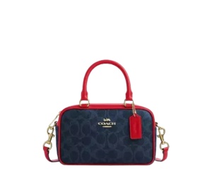 Buy Coach Satchel Crossbody Bag Denim Bold Red at Sasom – Authentic and Ready to Ship