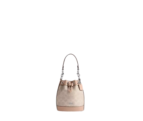 Buy Coach Mini Bucket Bag In Silver Hardware Sand Taupe at Sasom – Authentic and Ready to Ship