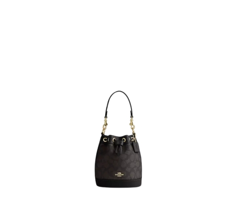 Buy Coach Mini Bucket Bag In Gold Hardware With Walnut Black at Sasom – Authentic and Ready to Ship