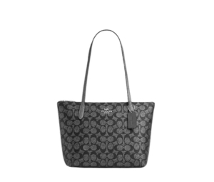 Buy Coach Fiona Zip Tote Bag In Signature Canvasand Metallic Smooth LeatherFabric lining Silver Gunmetal Multi at Sasom – Authentic and Ready to Ship