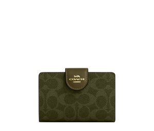 Buy Coach Medium Corner Zip Wallet In Signature Canvas Green at Sasom – Authentic and Ready to Ship