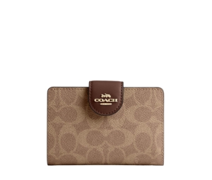 Buy Coach Medium Corner Zip Wallet In Signature Canvas Tan And Brown at Sasom – Authentic and Ready to Ship
