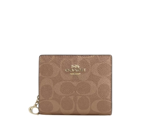 Buy Coach Snap Wallet In Signature Canvas With Gold Hardware Tan And Brown at Sasom – Authentic and Ready to Ship