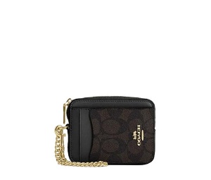 Buy Coach Zip Card Case in Signature Canvas Walnut & Black at Sasom – Authentic and Ready to Ship
