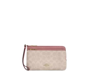 Buy Coach Double Zip Wallet In Signature Canvas Sand Peony at Sasom – Authentic and Ready to Ship