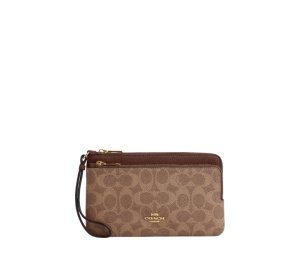 Buy Coach Double Zip Wallet In Signature Canvas Tan Brown at Sasom – Authentic and Ready to Ship