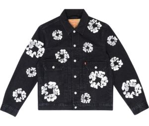 Buy Denim Tears x Levi's Type II Trucker Jacket All Over Wreath Black at Sasom – Authentic and Ready to Ship