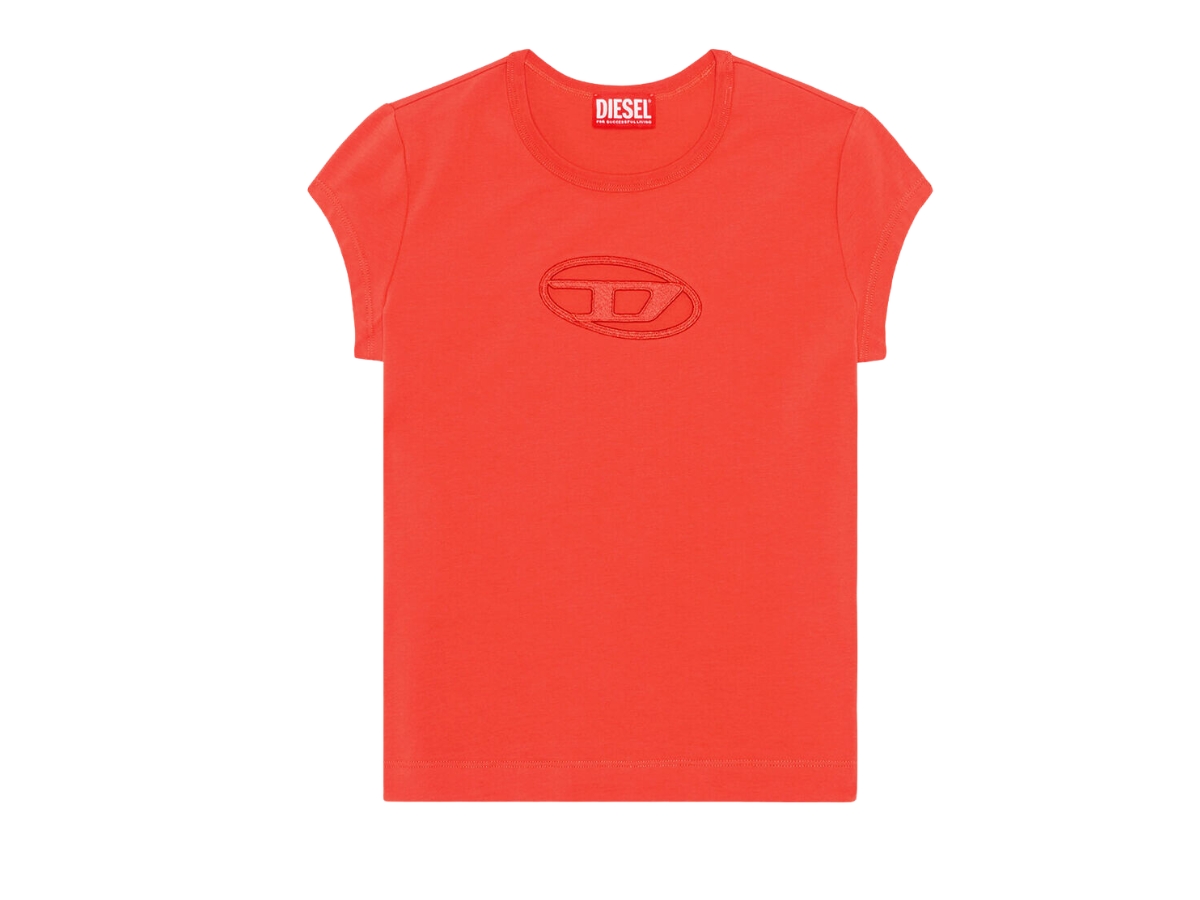 ★DIESEL★(W) DIESEL T-ANGIE PEEKABOO LOGO T-SHIRT T-ANGIE Woman: Cotton T-shirt with cut-out D logo | Diesel