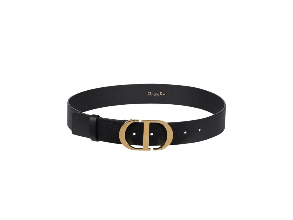 NEW Christian Dior Black Gold CD Montaigne Logo Leather Belt 35 mm 30 montaigne leather belt Dior Black size 75 cm in Leather  main image 3