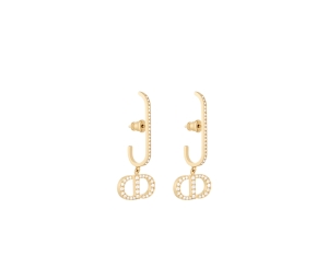 Buy Dior 30 Montaigne Earrings In Gold-Finish Metal and White Crystals at Sasom – Authentic and Ready to Ship
