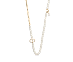 Dior 30 Montaigne Long Necklace In Gold-Finish Metal and Silver-Tone Crystals