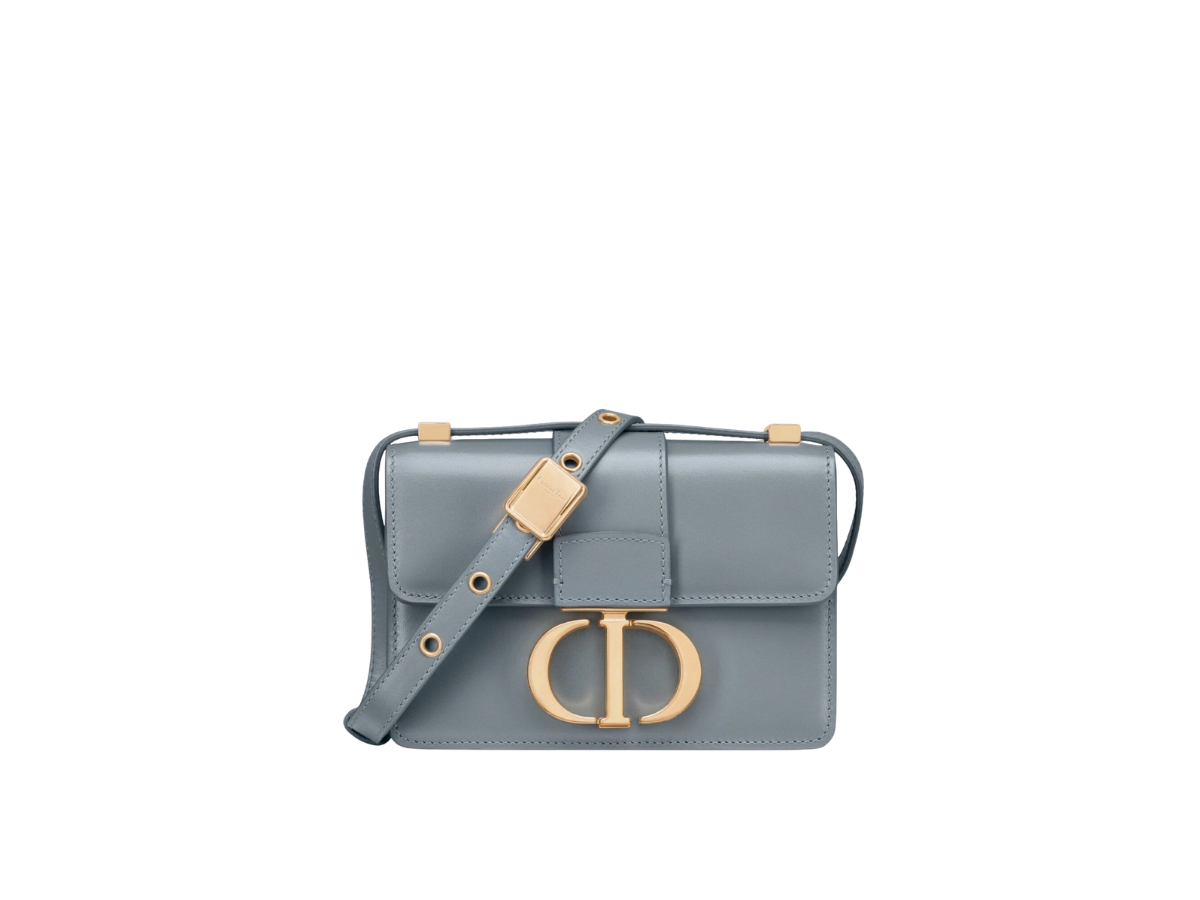 Dior 30 Montaigne Micro Bag In Blue-Gray Box Calfskin With