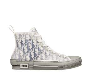 Dior B23 High-Top Sneaker White and Navy Blue Oblique Canvas