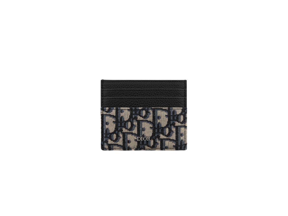 Zipped Card Holder Beige and Black Dior Oblique Jacquard