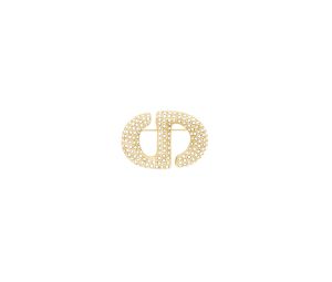 Buy Dior CD Navy Brooch In Gold-Finish Metal And White Crystals at Sasom – Authentic and Ready to Ship