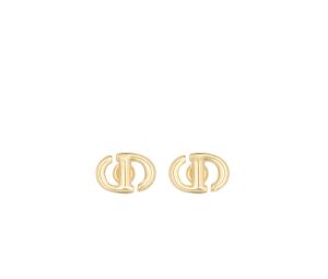 Dior CD Navy Stud Earrings In Gold-Finish Metal