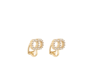 Buy Dior Clair D Lune Clip Earrings In Gold-Finish Metal And White Crystals at Sasom – Authentic and Ready to Ship