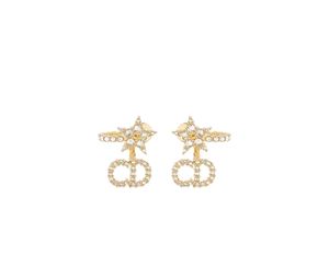Dior Clair D Lune Earrings Gold-Finish Metal And White Crystals