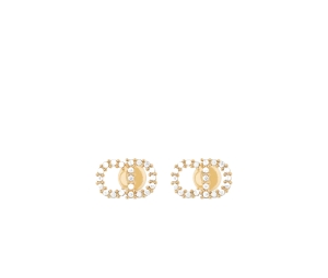 Dior Clair D Lune Earrings In Gold-Finish Metal With White Crystals