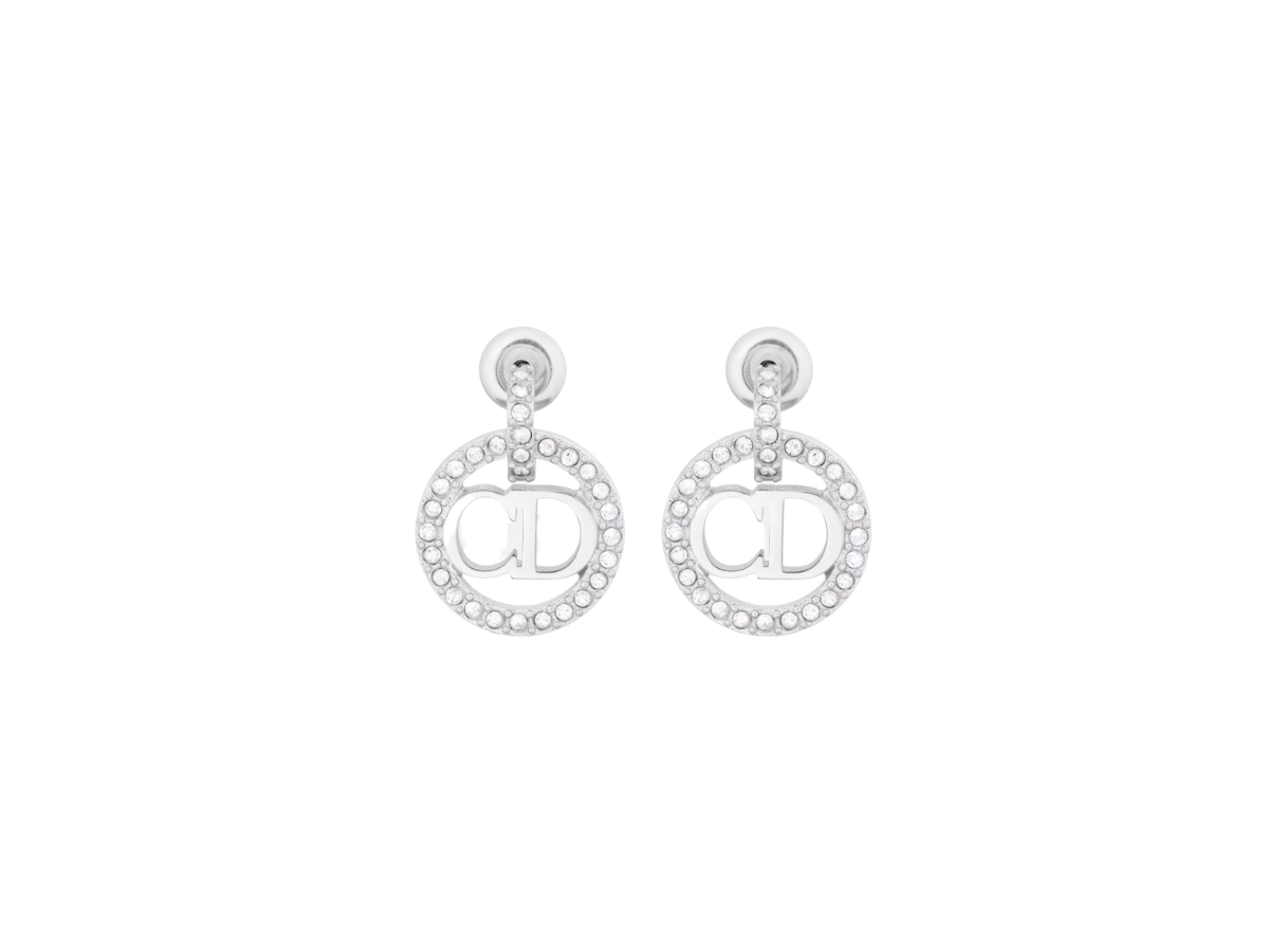 Clair D Lune Earrings Silver-Finish Metal with White Crystals