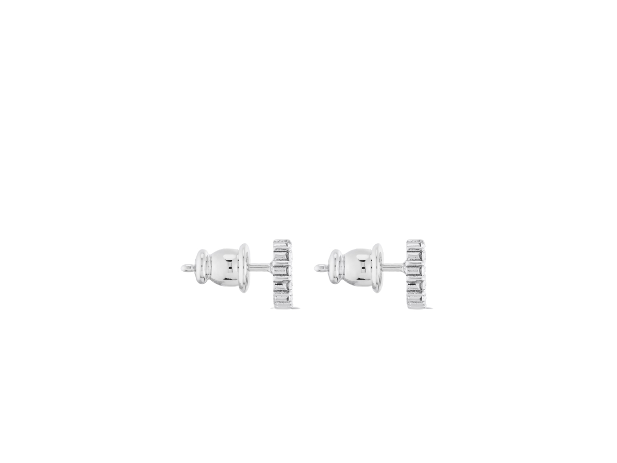 Clair D Lune Earrings Silver-Finish Metal with White Crystals