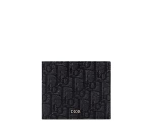 Dior Compact Wallet In Black Dior Oblique Jacquard