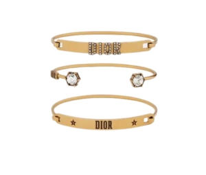Dior Dio(R)Evolution Bracelet Set In Aged Gold-Finish Metal And Amber-Colored Crystals