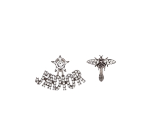 Dior J'adior Earrings In Antique Silver-Finish Metal With White Crystals